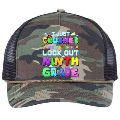 Kids Look Out Ninth Grade Funny Gamer Back To School Retro Rope Trucker Hat Cap