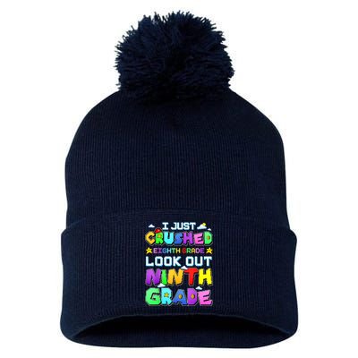 Kids Look Out Ninth Grade Funny Gamer Back To School Pom Pom 12in Knit Beanie