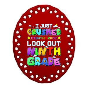 Kids Look Out Ninth Grade Funny Gamer Back To School Ceramic Oval Ornament