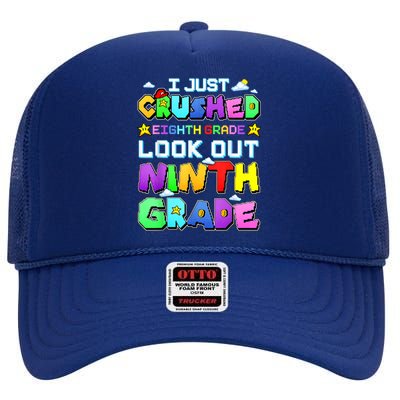 Kids Look Out Ninth Grade Funny Gamer Back To School High Crown Mesh Back Trucker Hat