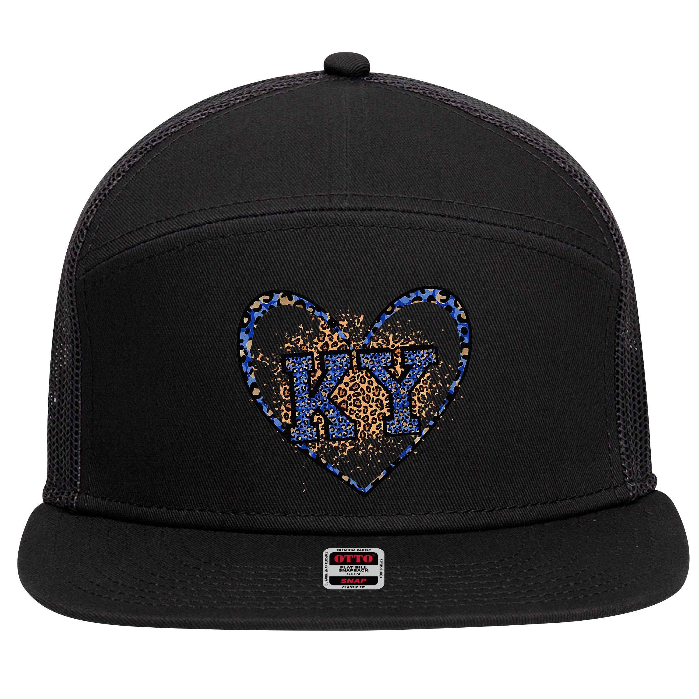 Kentucky Leopard Print KY Pride Kentucky Girl Cute State  7 Panel Mesh Trucker Snapback Hat