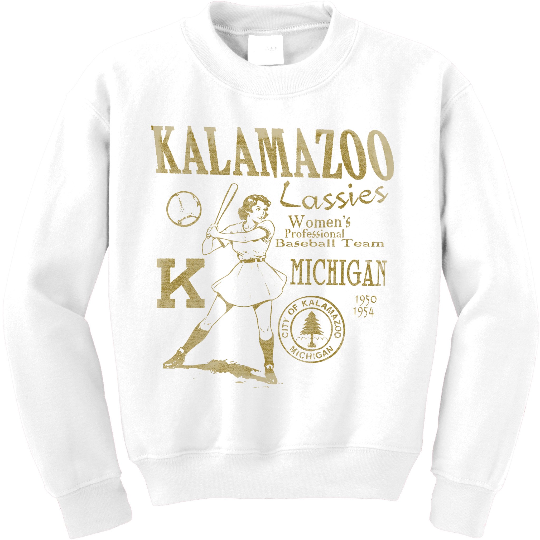 Kalamazoo Lassies Professional Women Baseball Team Kids Sweatshirt