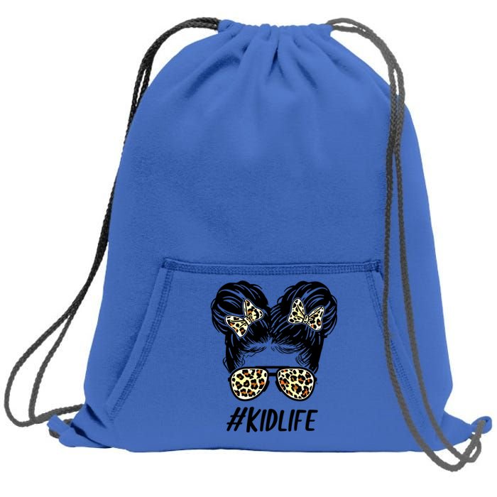 Kidlife Leopard Print #Momlife Mama Mimi Mommy Mother Day Gift Sweatshirt Cinch Pack Bag