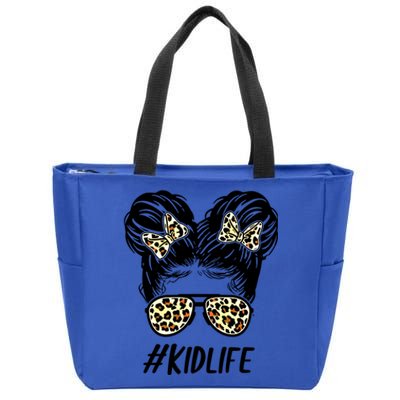 Kidlife Leopard Print #Momlife Mama Mimi Mommy Mother Day Gift Zip Tote Bag