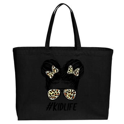 Kidlife Leopard Print #Momlife Mama Mimi Mommy Mother Day Gift Cotton Canvas Jumbo Tote