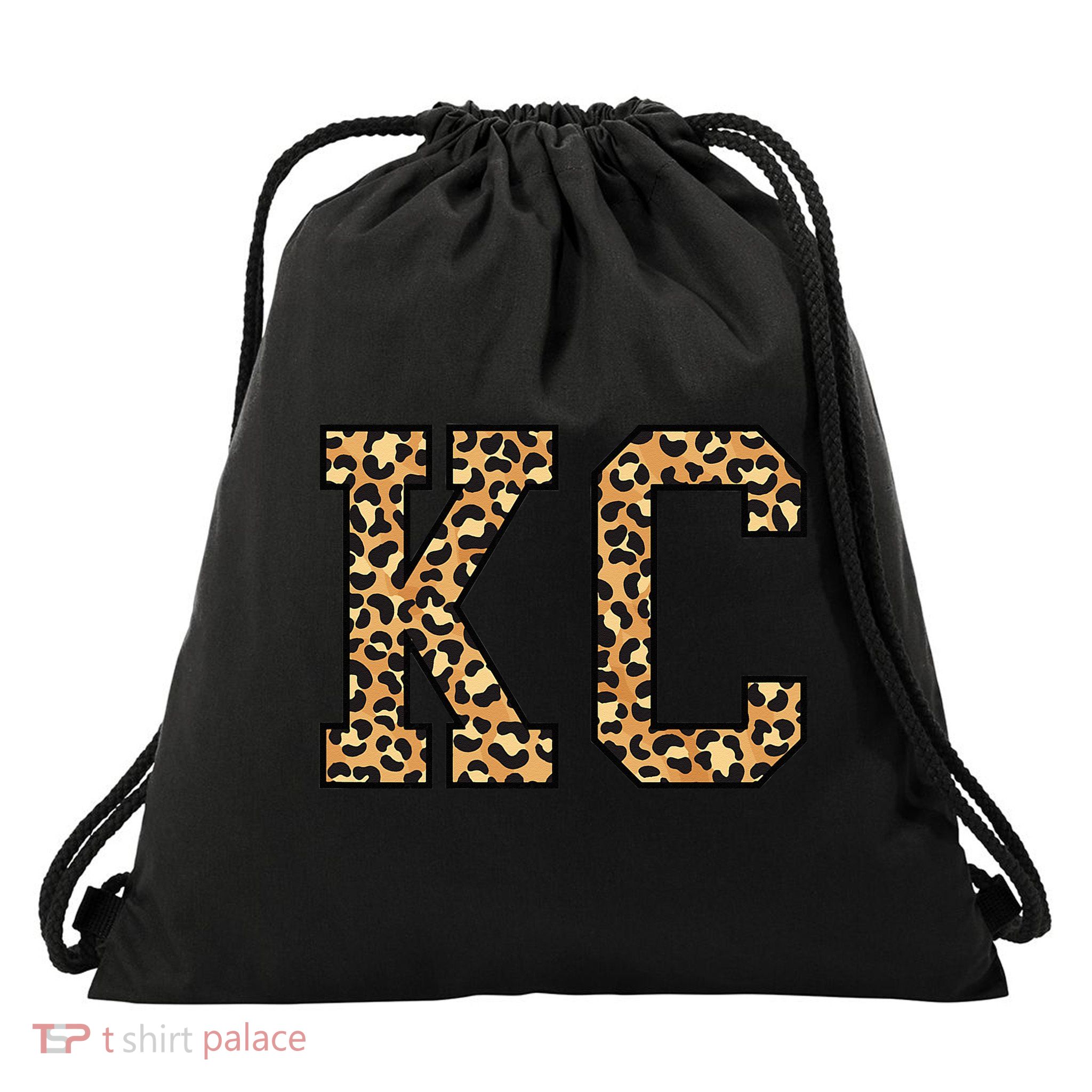 KC Leopard Pattern Wo Kansas City Drawstring Bag
