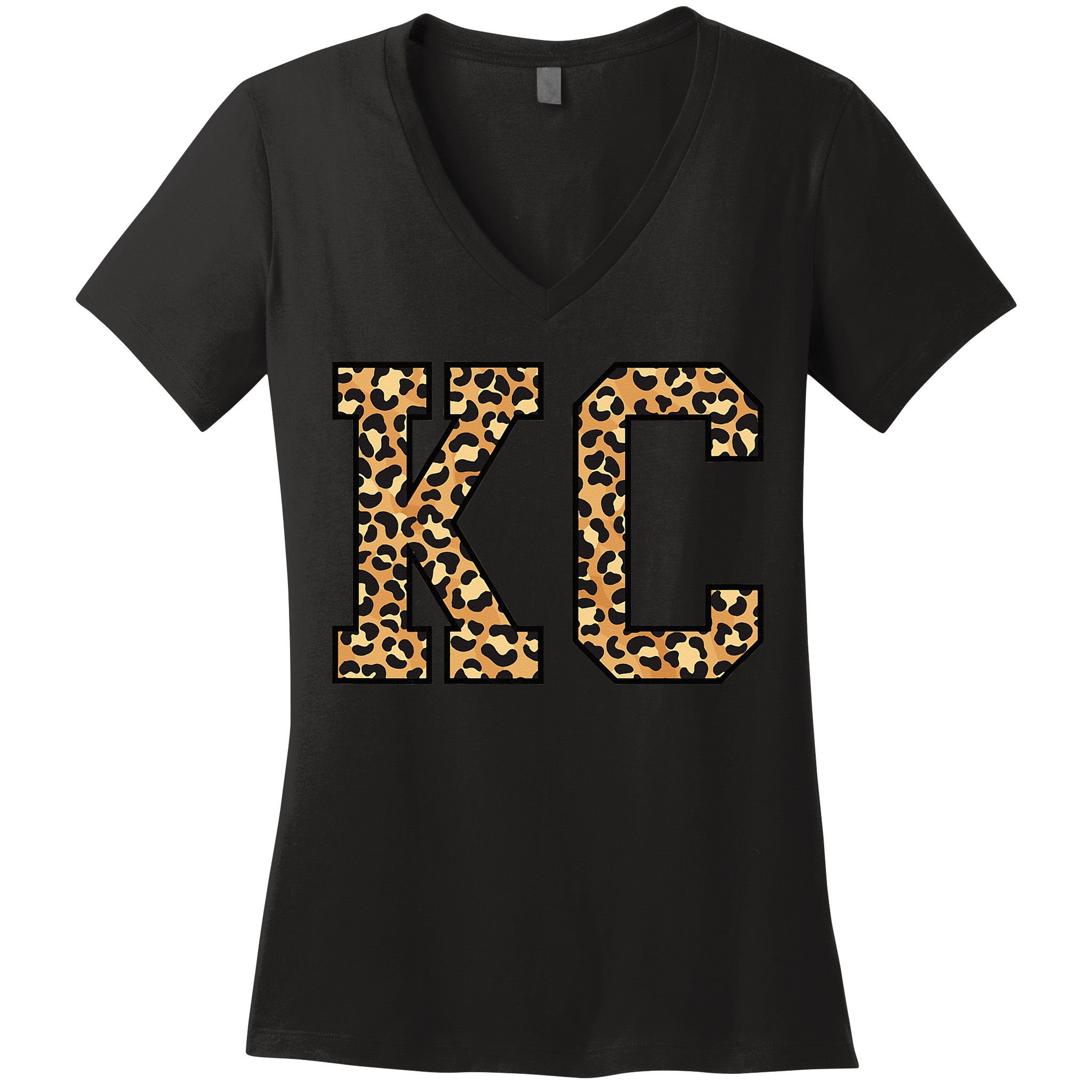 KC Leopard Pattern Wo Kansas City Women's V-Neck T-Shirt