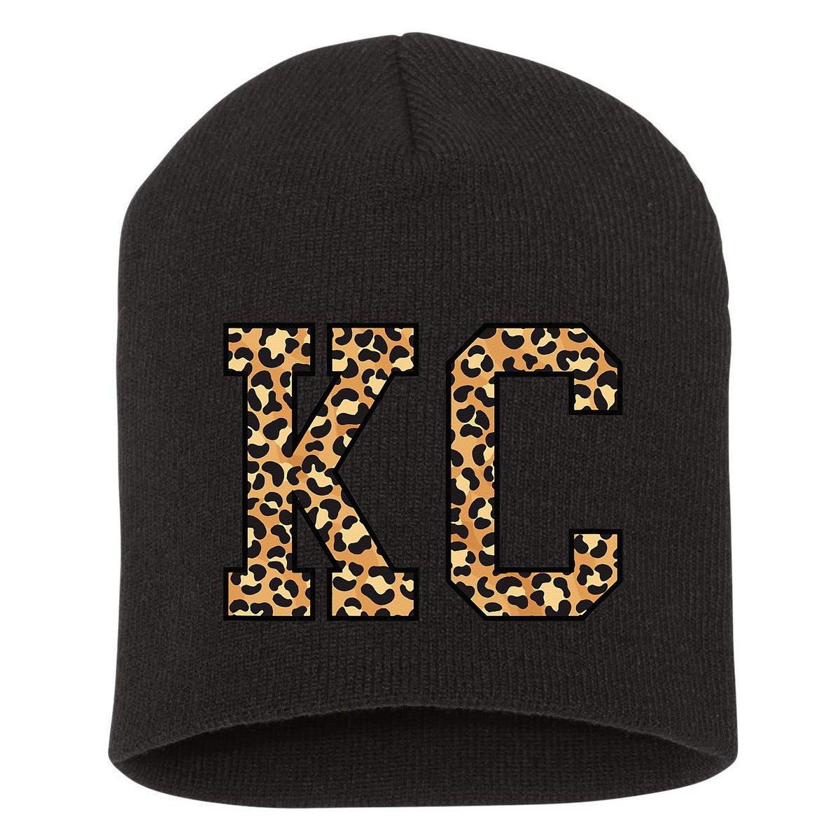 KC Leopard Pattern Wo Kansas City Short Acrylic Beanie