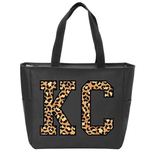 KC Leopard Pattern Wo Kansas City Zip Tote Bag