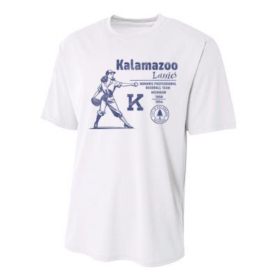 Kalamazoo Lassies Professional Women Baseball Team Performance Sprint T-Shirt