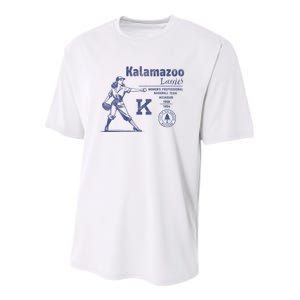 Kalamazoo Lassies Professional Women Baseball Team Youth Performance Sprint T-Shirt