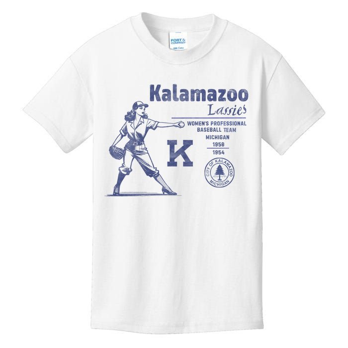 Kalamazoo Lassies Professional Women Baseball Team Kids T-Shirt