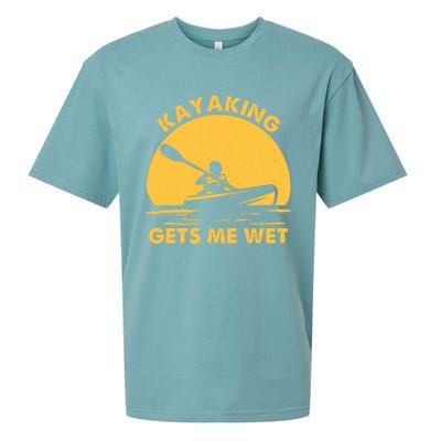 Kayak Lover Quote Kayaking Gets Me Wet Vintage Sunset Gift Sueded Cloud Jersey T-Shirt