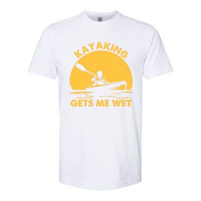 Kayak Lover Quote Kayaking Gets Me Wet Vintage Sunset Gift Softstyle CVC T-Shirt