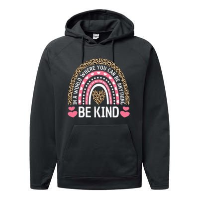 Kindness Leopard Rainbow Student Teacher Outfit Cute Be Kind Performance Fleece Hoodie