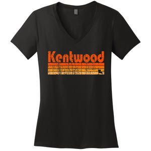 Kentwood Louisiana Retro 80s Style Women's V-Neck T-Shirt