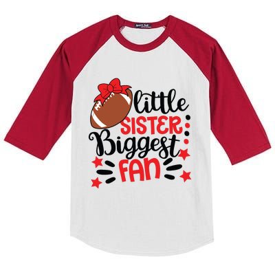 Kids Little Sister Biggest Fan Football Fan Game Day Game Season Kids Colorblock Raglan Jersey