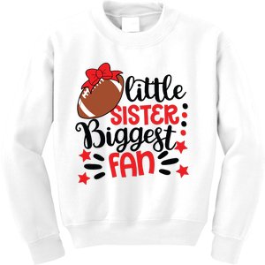 Kids Little Sister Biggest Fan Football Fan Game Day Game Season Kids Sweatshirt