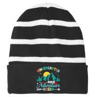 Kindergarten Let The Adventure Begin Back To School Costume Striped Beanie with Solid Band