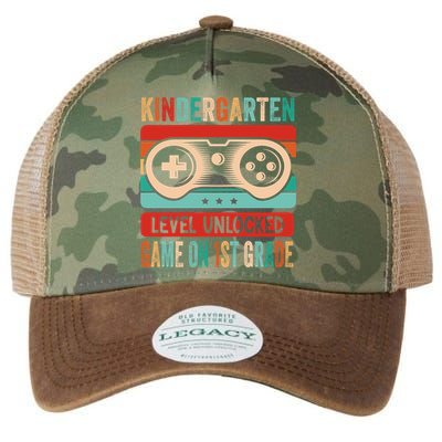 Kindergarten Level Unlocked Game On 1St Grade Video Gamer Meaningful Gift Legacy Tie Dye Trucker Hat