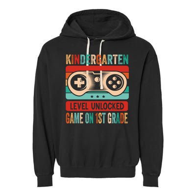 Kindergarten Level Unlocked Game On 1St Grade Video Gamer Meaningful Gift Garment-Dyed Fleece Hoodie