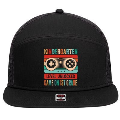 Kindergarten Level Unlocked Game On 1St Grade Video Gamer Meaningful Gift 7 Panel Mesh Trucker Snapback Hat
