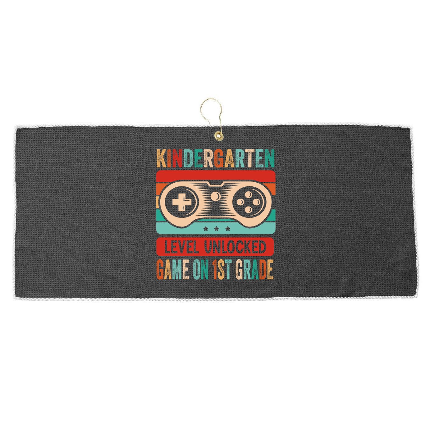 Kindergarten Level Unlocked Game On 1St Grade Video Gamer Meaningful Gift Large Microfiber Waffle Golf Towel