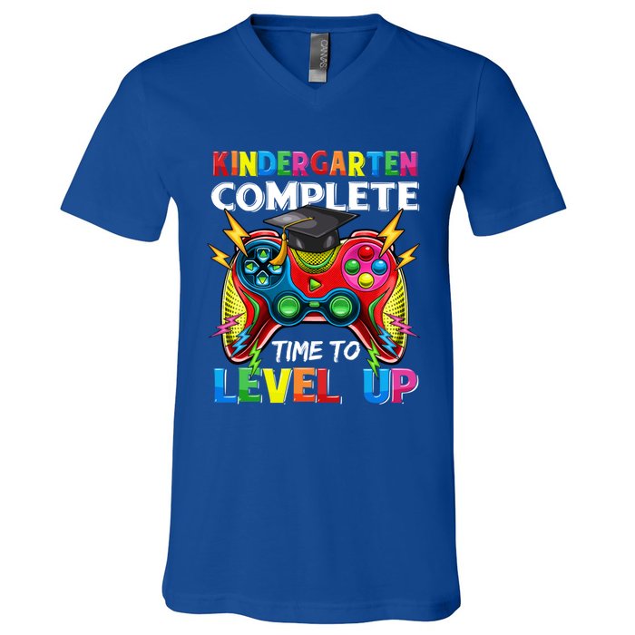 Kindergarten Level Unlocked Game To School Gift V-Neck T-Shirt