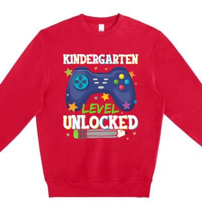 Kindergarten Level Unlocked Gamer Kinder Teacher Team Gift Premium Crewneck Sweatshirt