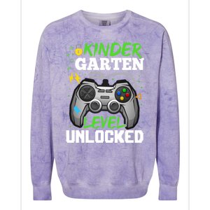 Kindergarten Level Unlocked Video Game Team Kindergarten Gift Colorblast Crewneck Sweatshirt