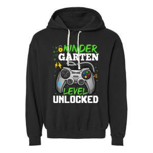 Kindergarten Level Unlocked Video Game Team Kindergarten Gift Garment-Dyed Fleece Hoodie