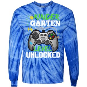 Kindergarten Level Unlocked Video Game Team Kindergarten Gift Tie-Dye Long Sleeve Shirt