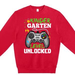 Kindergarten Level Unlocked Video Game Team Kindergarten Gift Premium Crewneck Sweatshirt