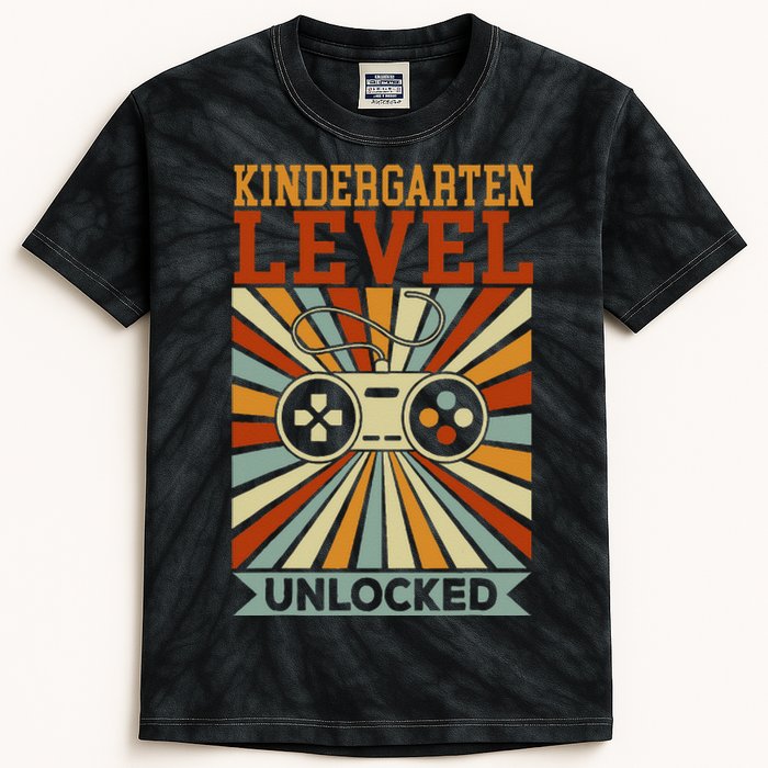 Kindergarten Level Unlocked Back To School Kindergarten Kids Tie-Dye T-Shirt