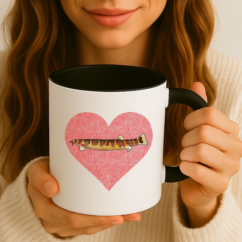 Kuhli Loach Valentines Day Fish Love Fingerprint Cool Gift Mug