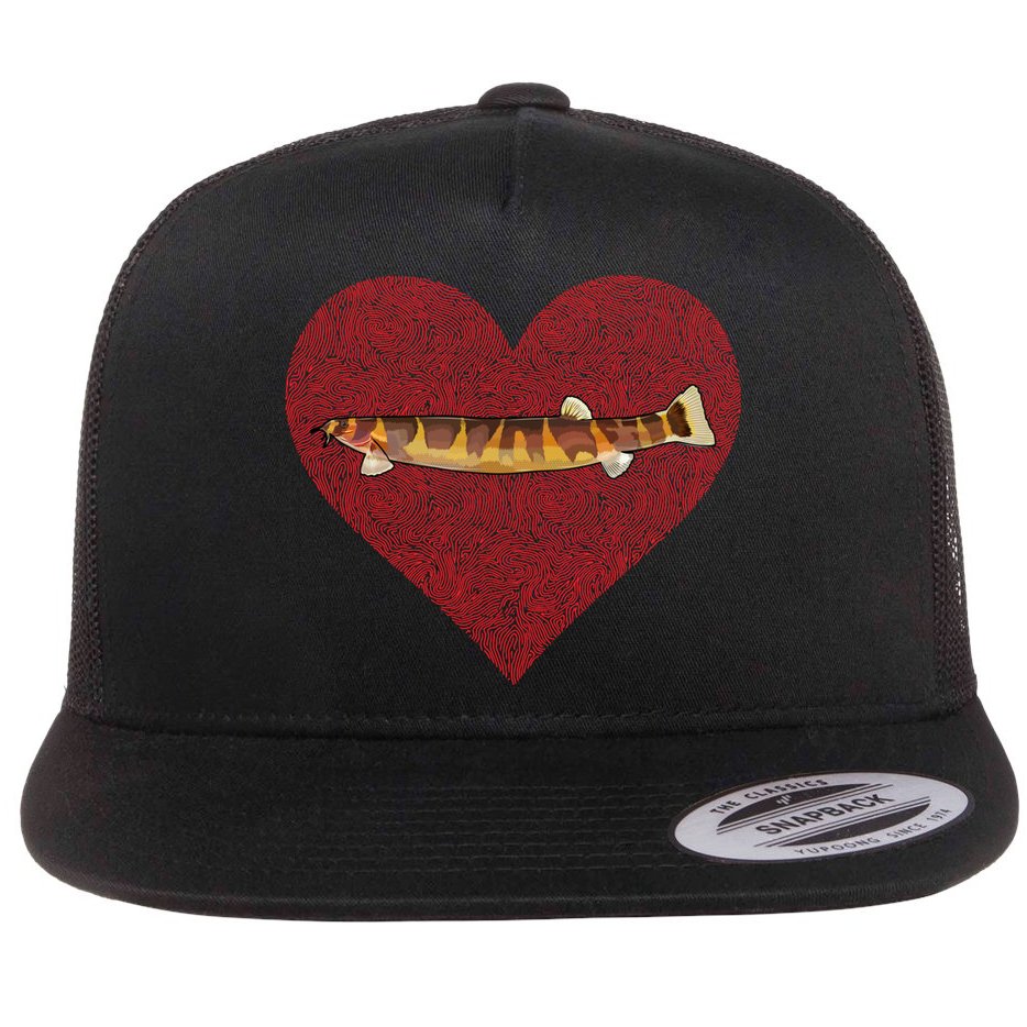 Kuhli Loach Valentines Day Fish Love Fingerprint Cool Gift Flat Bill Trucker Hat