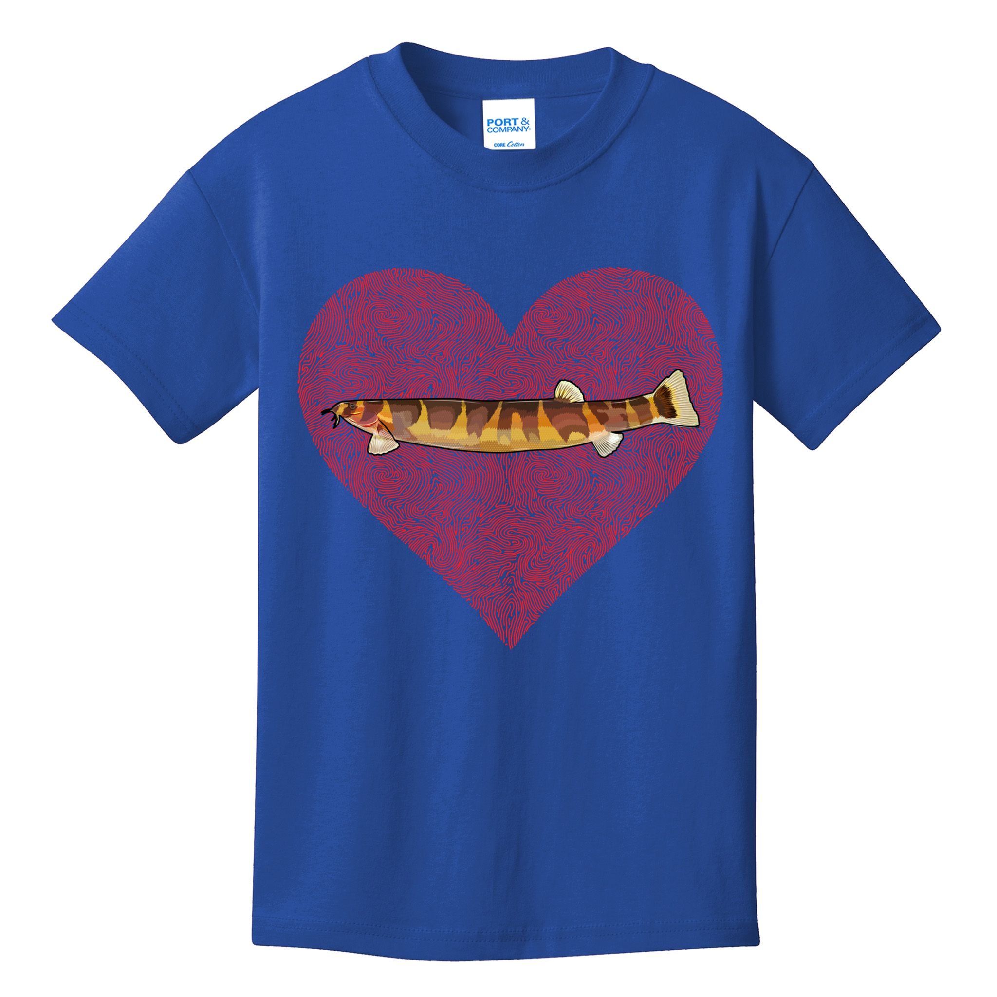 Kuhli Loach Valentines Day Fish Love Fingerprint Cool Gift Kids T-Shirt