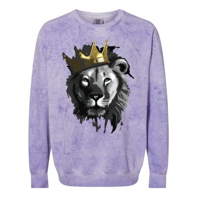 King Lion With Crown Street Art Colorblast Crewneck Sweatshirt