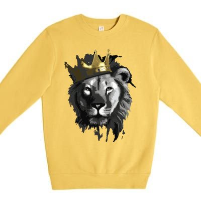 King Lion With Crown Street Art Premium Crewneck Sweatshirt