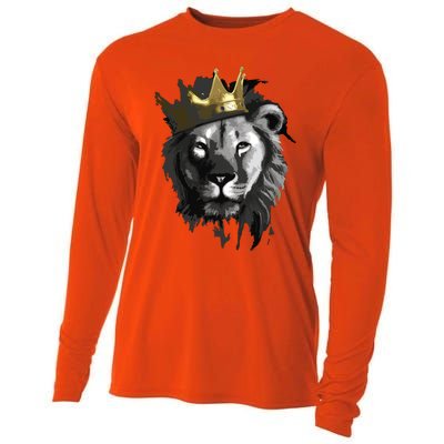 King Lion With Crown Street Art Cooling Performance Long Sleeve Crew