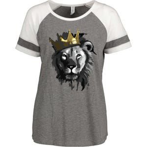 King Lion With Crown Street Art Enza Ladies Jersey Colorblock Tee