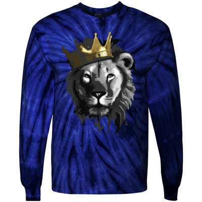 King Lion With Crown Street Art Tie-Dye Long Sleeve Shirt