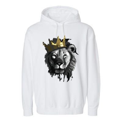 King Lion With Crown Street Art Garment-Dyed Fleece Hoodie