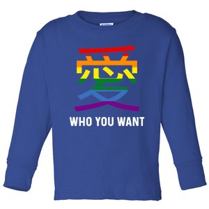 Kanji Love Who You Want Lgbtq Stuff Japanese Symbol Lesbian Great Gift Toddler Long Sleeve Shirt