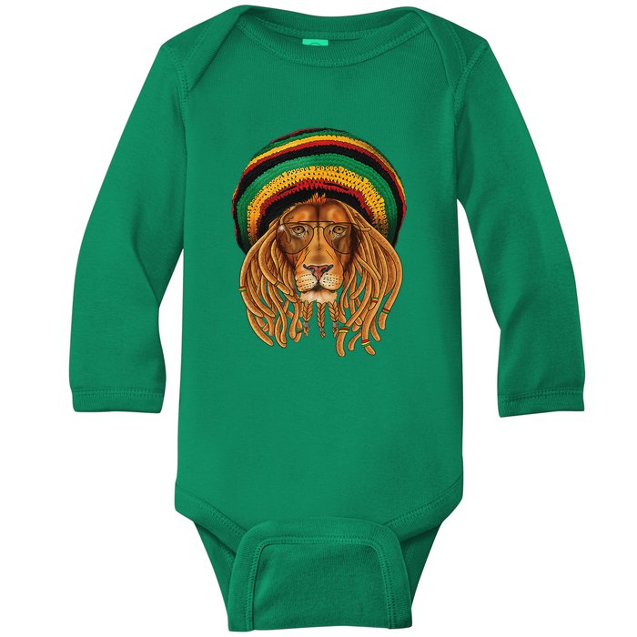 Kwanzaa Lion With Eyeglasses African American Celebration Baby Long Sleeve Bodysuit