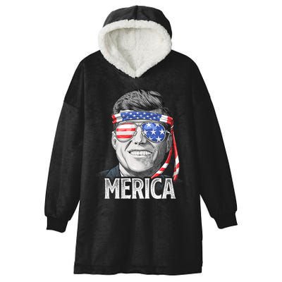 Kennedy Merica 4th Of July President Jfk American Flag Hooded Wearable Blanket