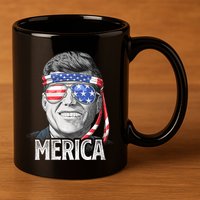 Kennedy Merica 4th Of July President Jfk American Flag 11oz C Handle Ceramic Mug