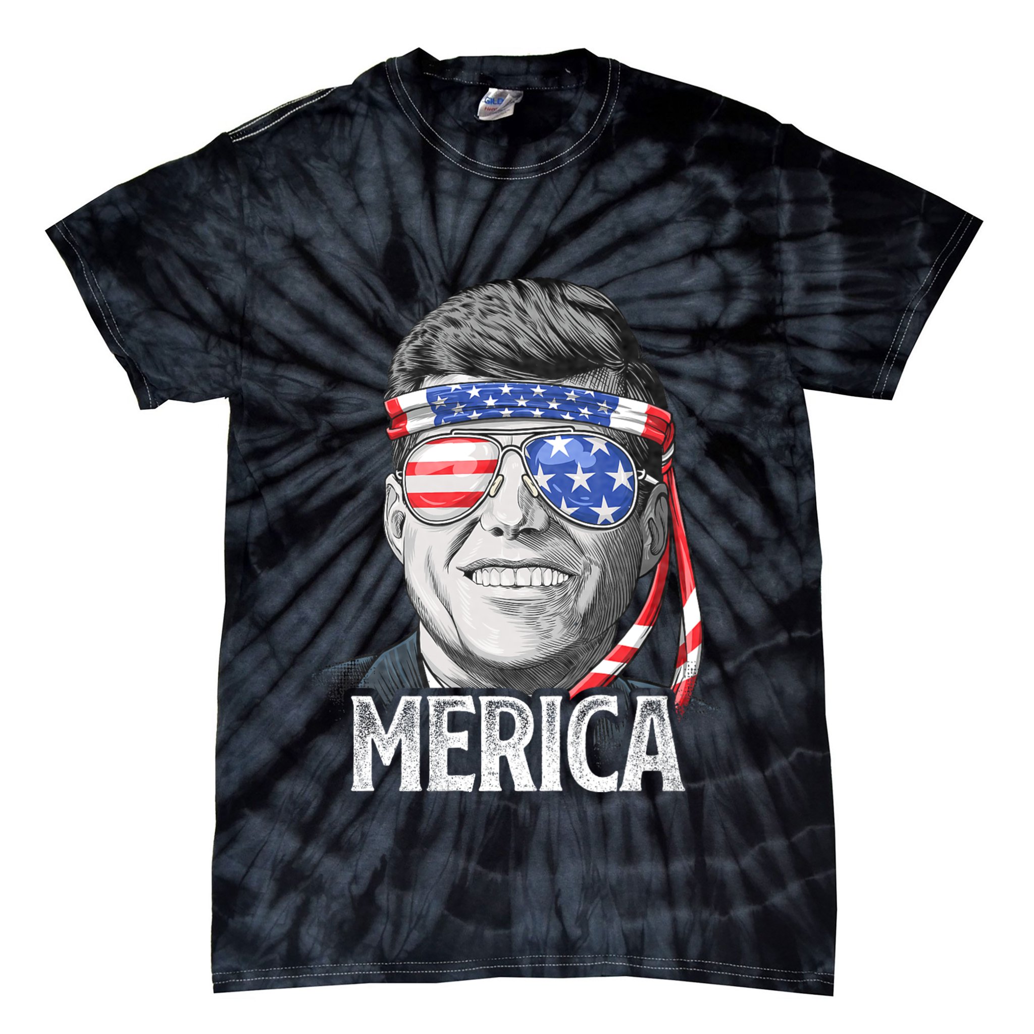 Kennedy Merica 4th Of July President Jfk American Flag Tie-Dye T-Shirt