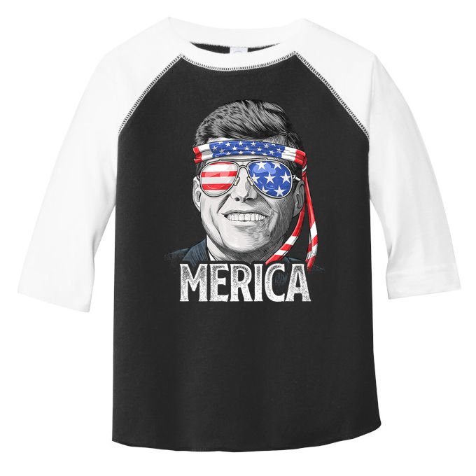 Kennedy Merica 4th Of July President Jfk American Flag Toddler Fine Jersey T-Shirt