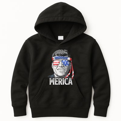 Kennedy Merica 4th Of July President Jfk American Flag Kids Hoodie